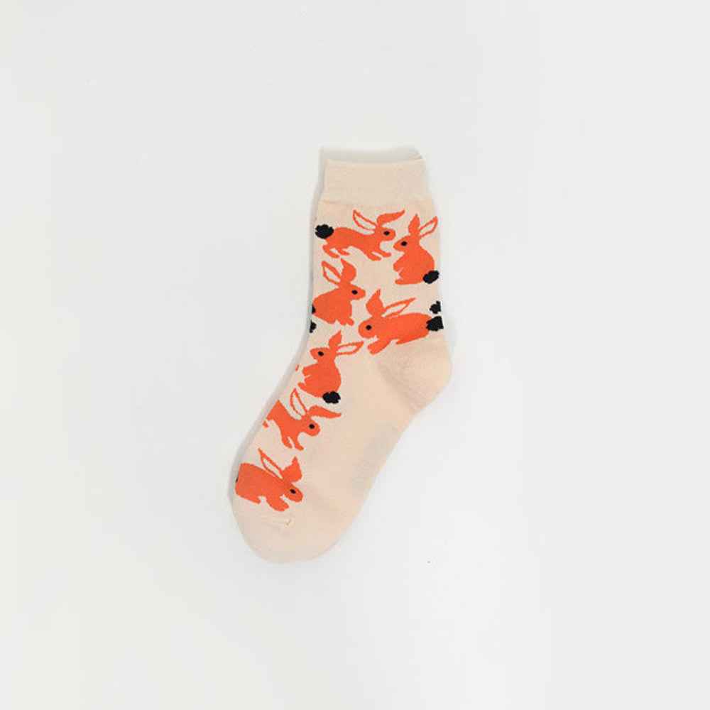 Women's Novelty Rabbit Graphic Crew Socks