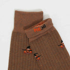 Men's Halloween Pumpkin Embroidered Ribbed Crew Socks