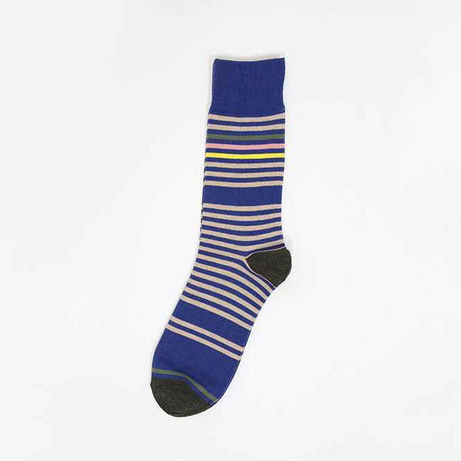 Multi-Stripe Contrast Knit Crew Socks