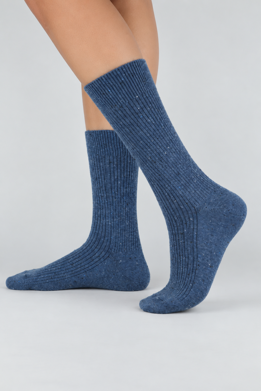 Men's Cozy Wool Blend Ribbed Knit Socks Navy