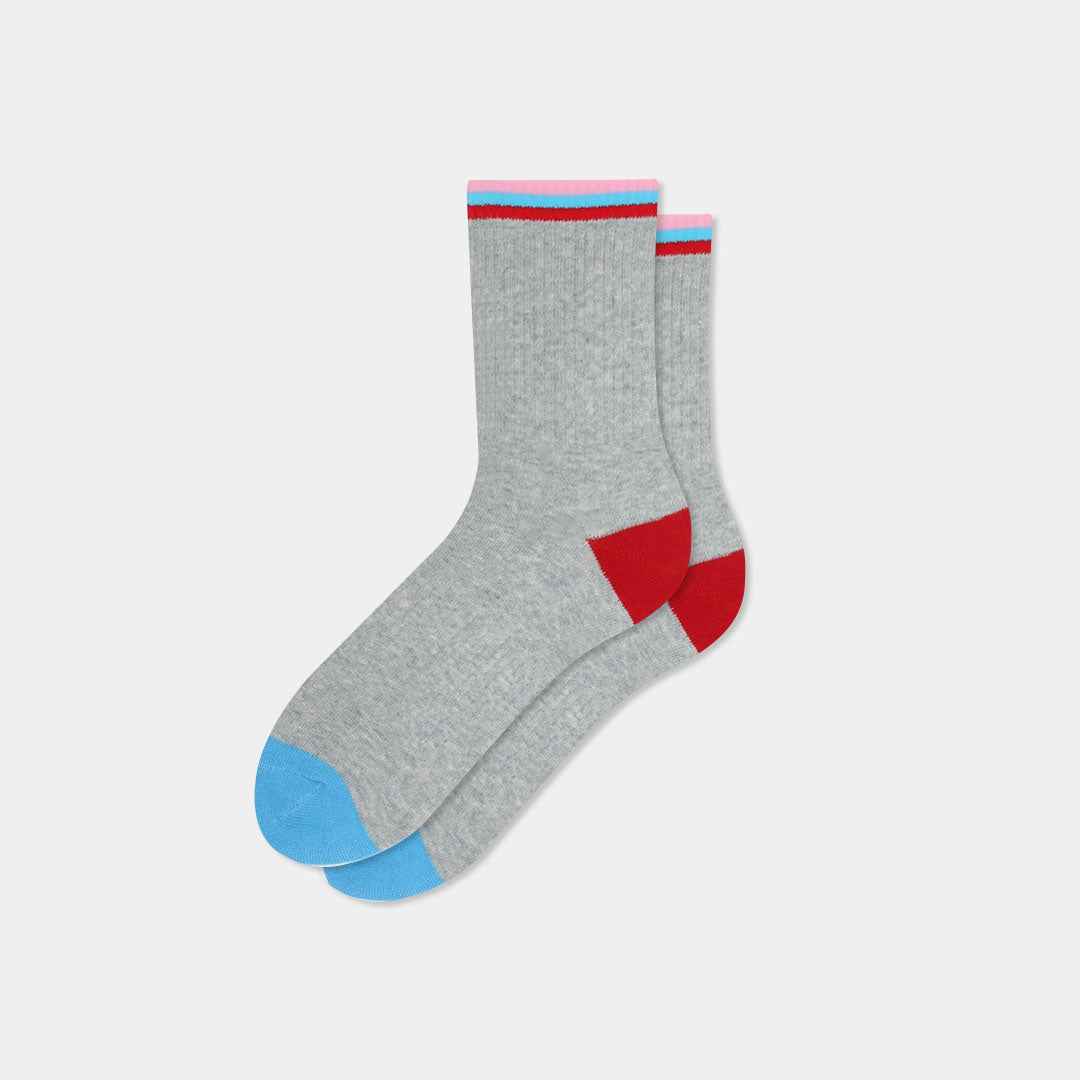 Women's Sporty Striped Colorblock Ribbed Crew Socks