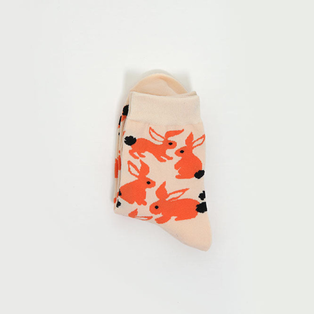 Women's Novelty Rabbit Graphic Crew Socks