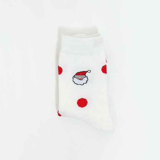 Women's Holiday Santa Jacquard Polka Dot Crew Socks