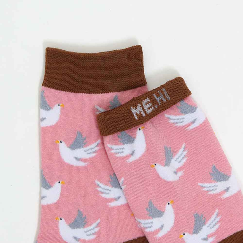 Women's Bird Pattern Combed Cotton Everyday Crew Socks