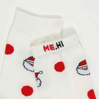 Women's Holiday Santa Jacquard Polka Dot Crew Socks