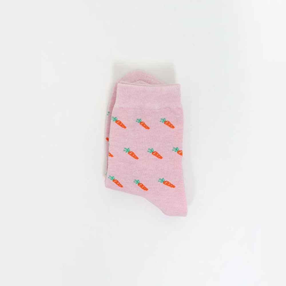Women's Cute Mini Carrot Graphic Soft Cotton Daily Crew Socks