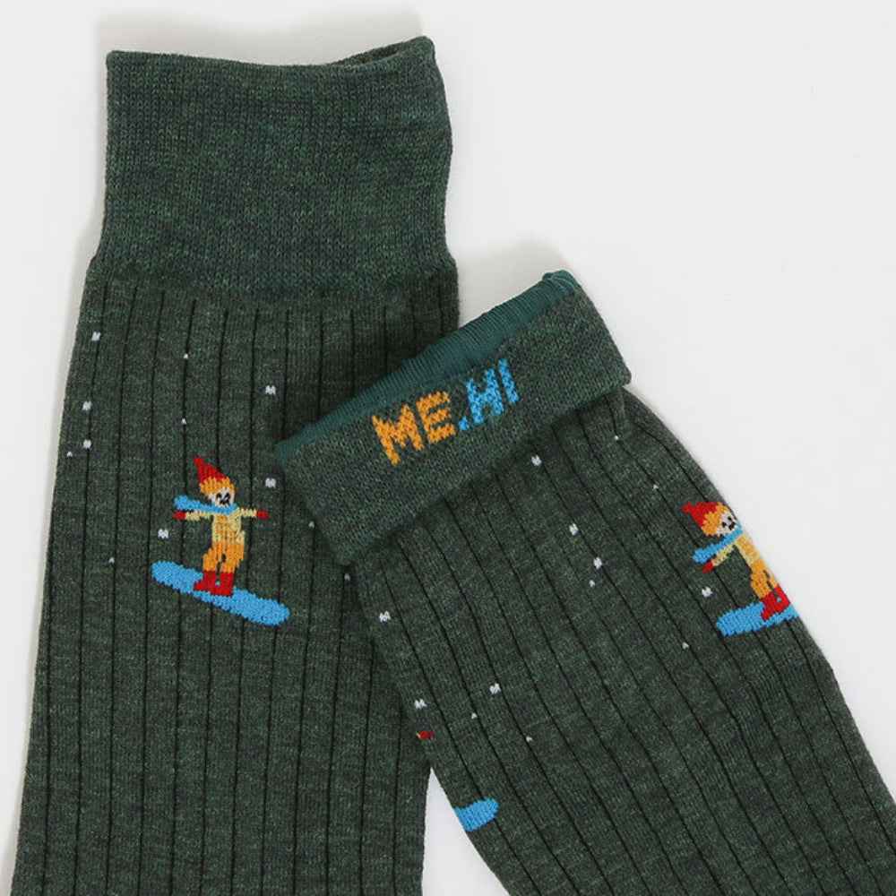 Snowboarder Graphic Crew Socks for Men