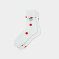 Women's Holiday Santa Jacquard Polka Dot Crew Socks