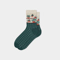 Women's Botanical Garden Knit Grid Pattern Daily Cotton Crew Socks