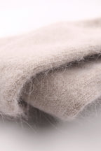 Women's Premium Angora Merino Wool Ribbed Winter Socks Beige