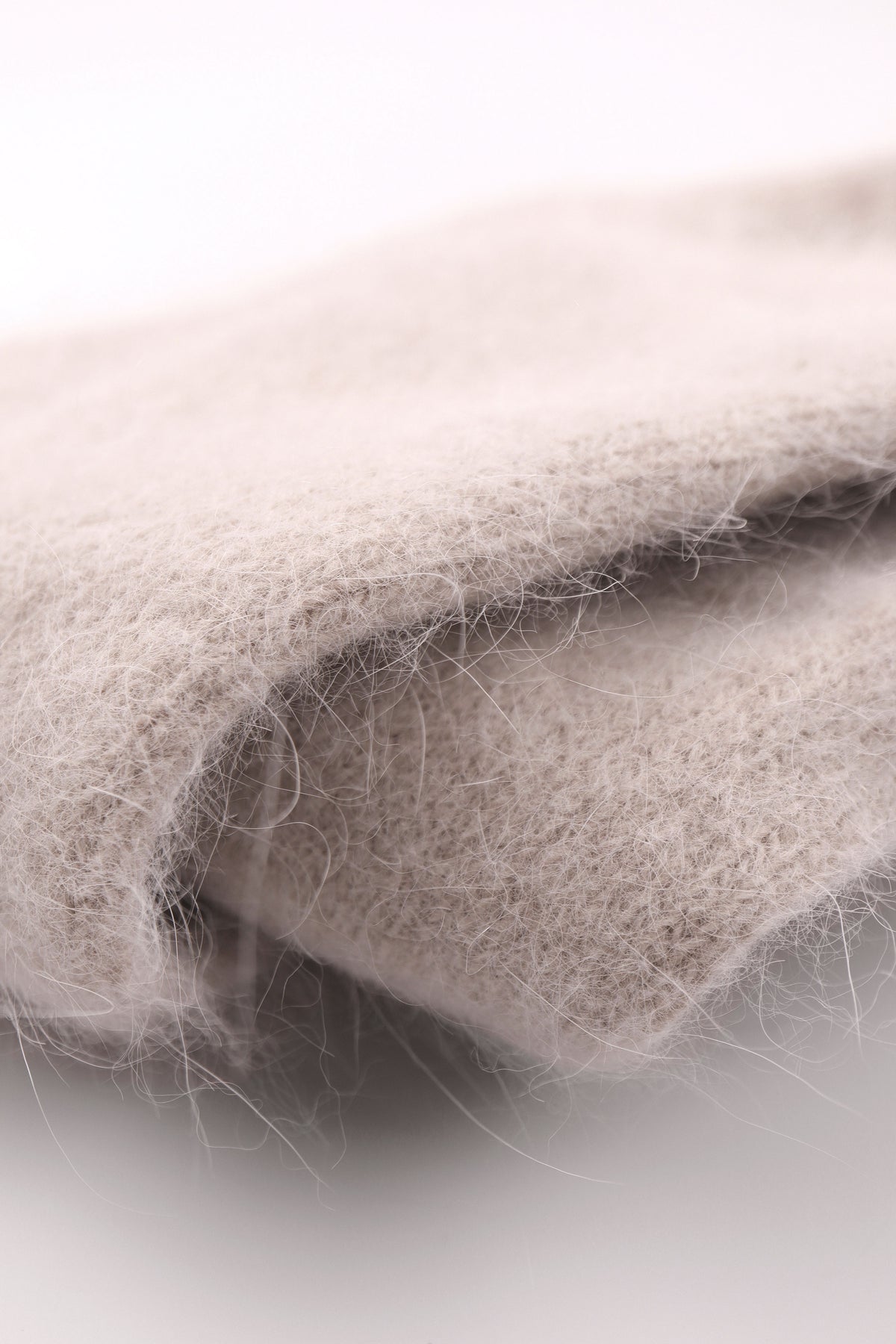Women's Premium Angora Merino Wool Ribbed Winter Socks Beige