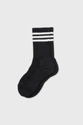 Women's Sporty Ribbed Crew Socks with Sole Cushioning Black