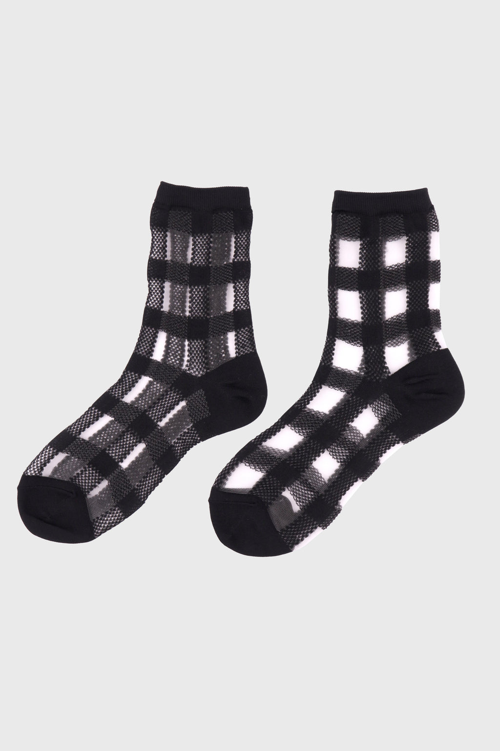 Women's Sheer Gingham Checkered Mesh Socks Black