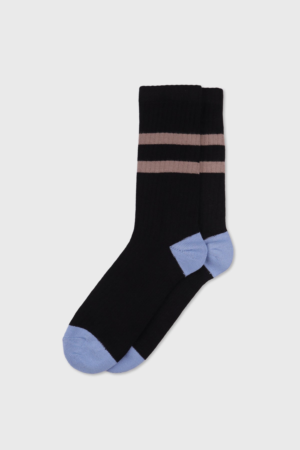 Men's Premium Combed Cotton Striped Crew Socks Black