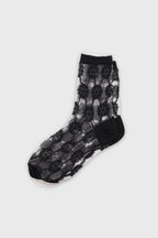 Women's Elegant Floral Sheer Crew Socks Black
