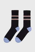 Men's Premium Combed Cotton Striped Crew Socks Black