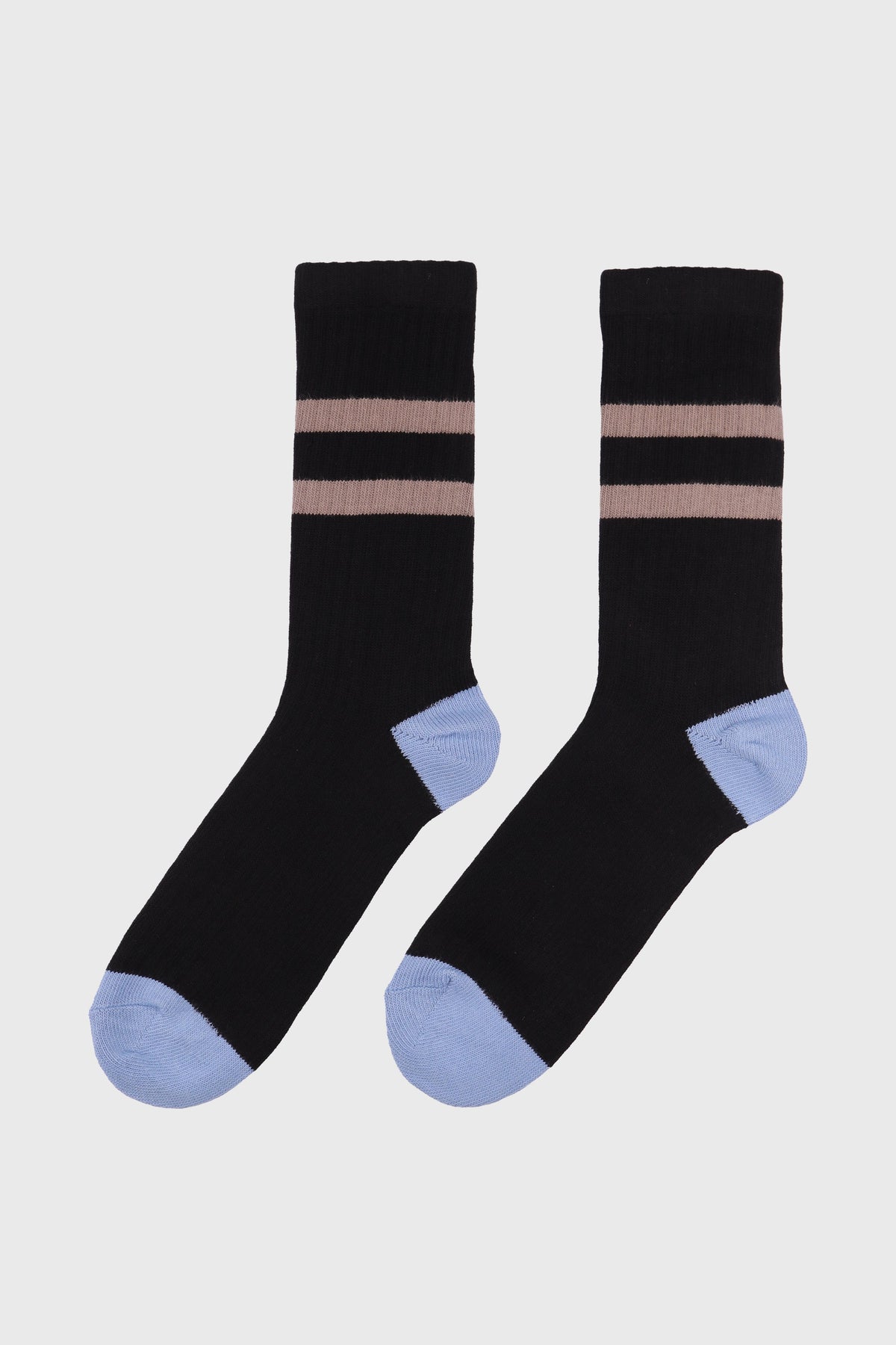 Men's Premium Combed Cotton Striped Crew Socks Black