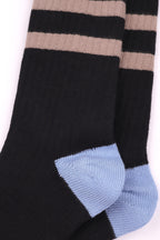 Men's Premium Combed Cotton Striped Crew Socks Black