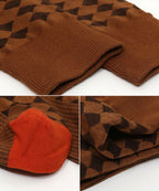 Men's High-Density Knit Argyle Diamond Business Crew Socks