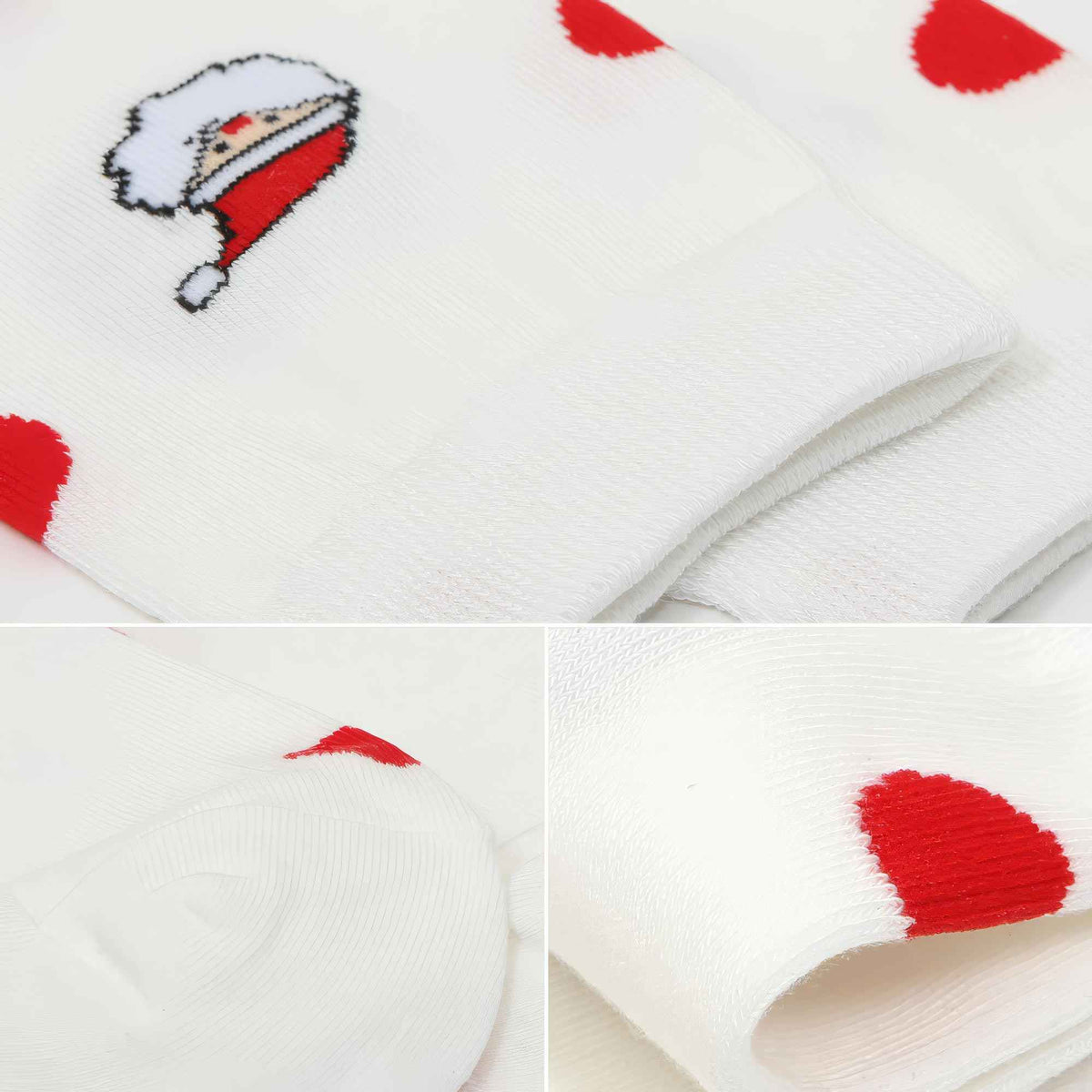 Women's Holiday Santa Jacquard Polka Dot Crew Socks