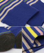 Multi-Stripe Contrast Knit Crew Socks