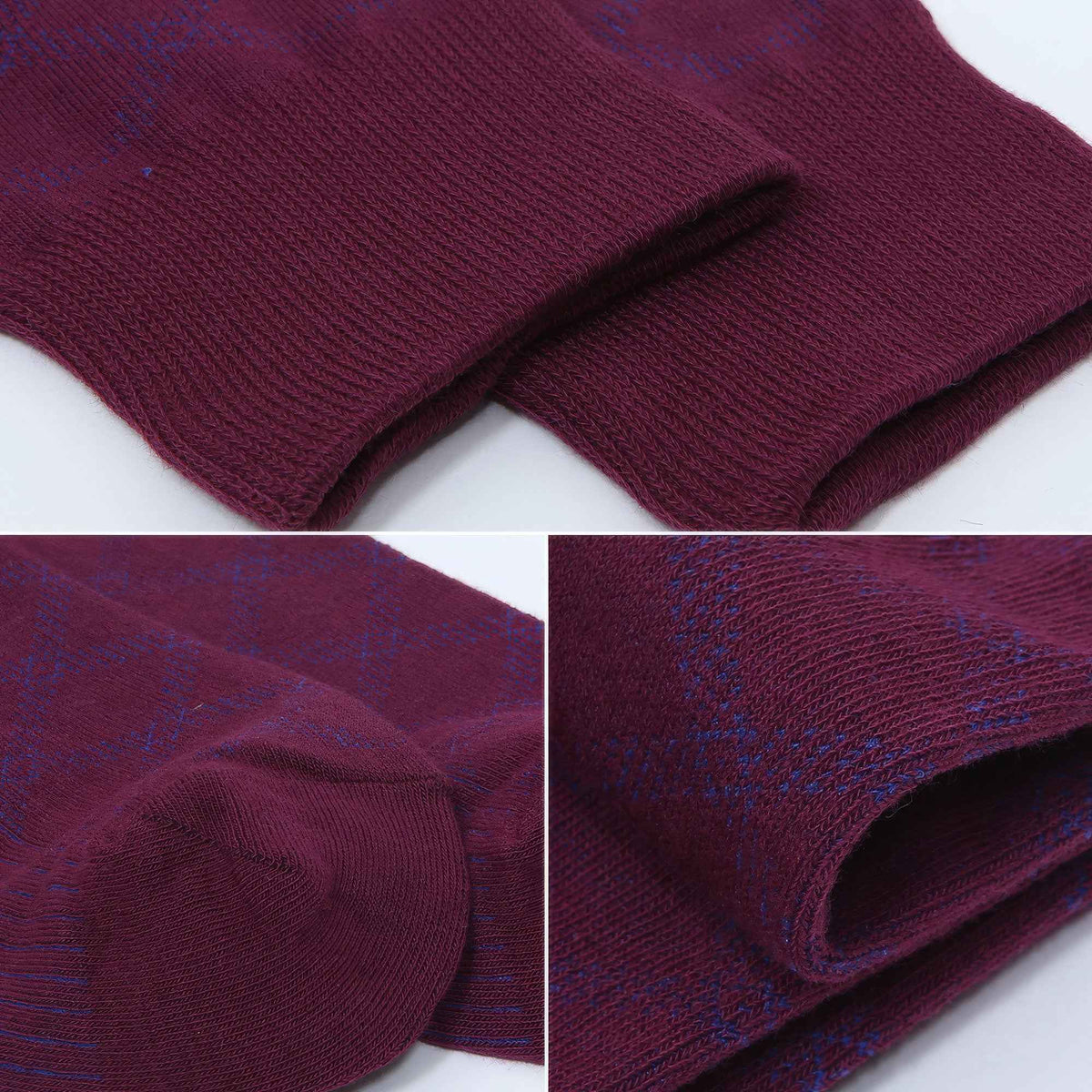 Men's High-Density Knit Diamond Pattern Crew Socks