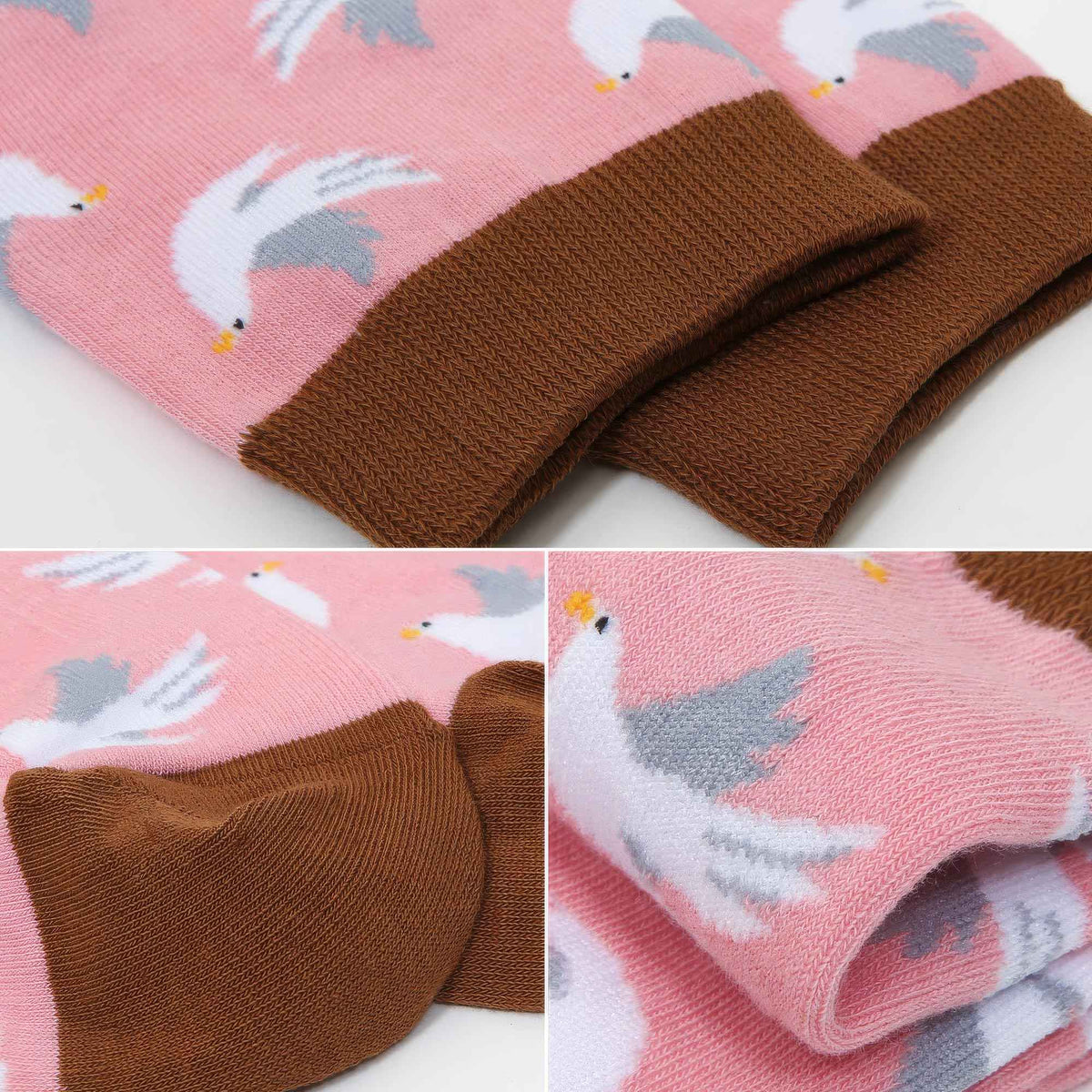 Women's Bird Pattern Combed Cotton Everyday Crew Socks