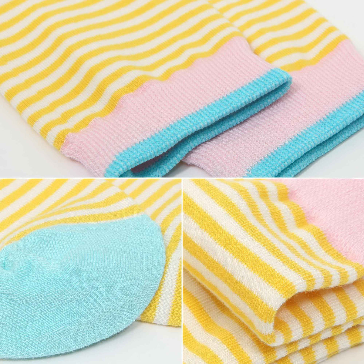 Women's Retro Candy Stripe High-Gauge Knit Daily Cotton Crew Socks