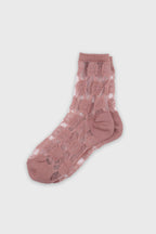 Women's Elegant Floral Sheer Crew Socks Dusty Rose