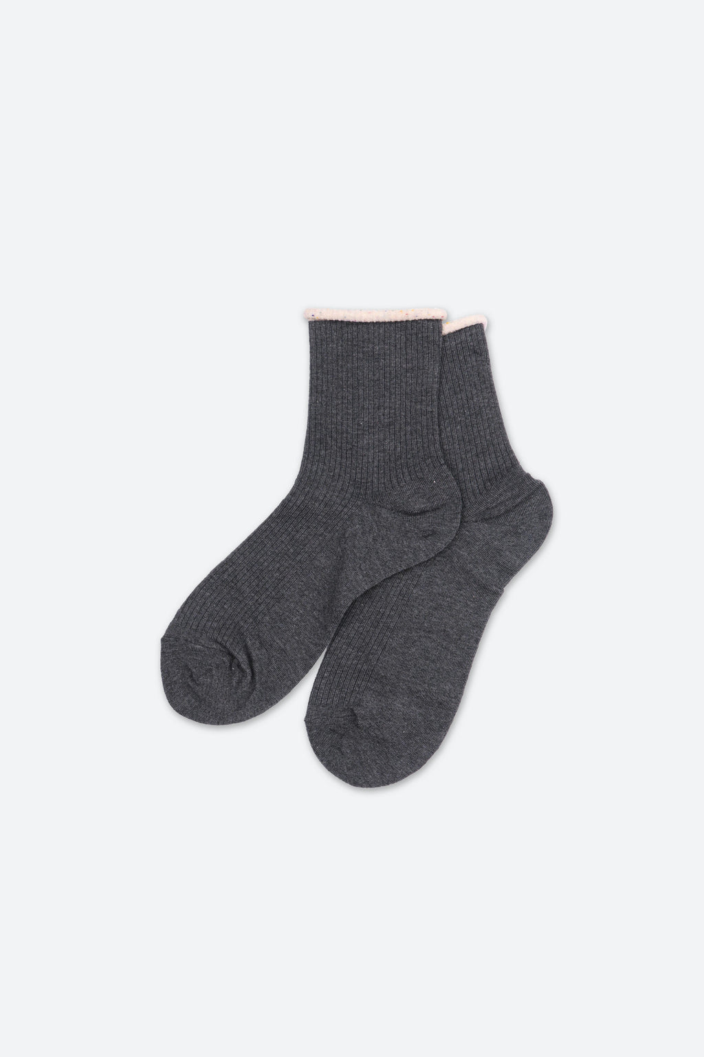 Women's Premium Combed Cotton Rolled Cuff Quarter Socks Gray
