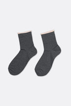 Women's Premium Combed Cotton Rolled Cuff Quarter Socks Gray
