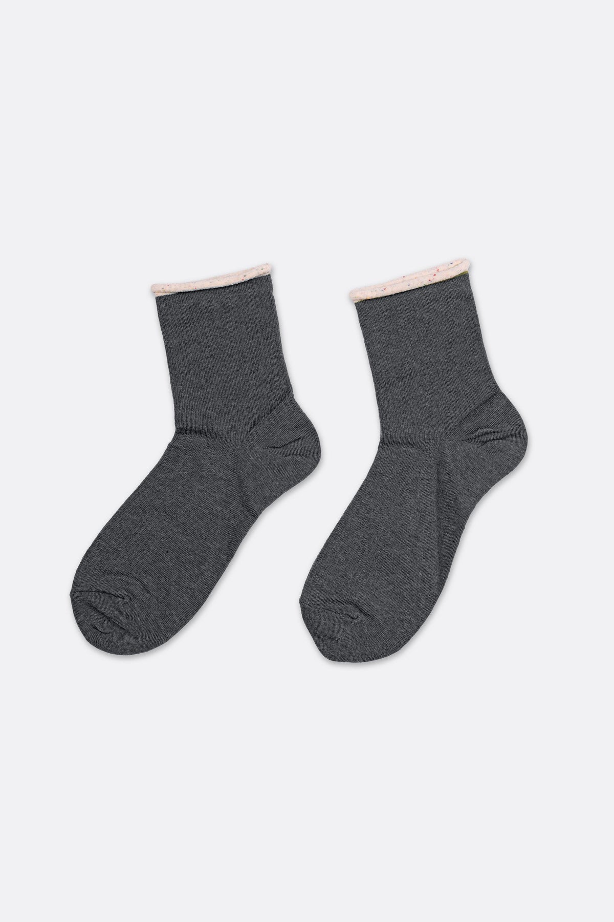 Women's Premium Combed Cotton Rolled Cuff Quarter Socks Gray