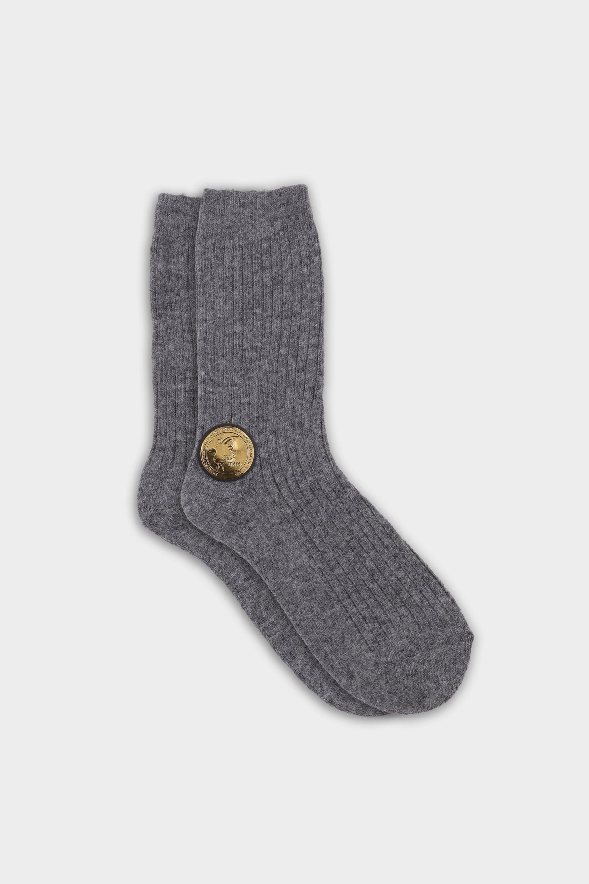 Women's Cozy Ribbed Cashmere Wool Crew Socks Gray