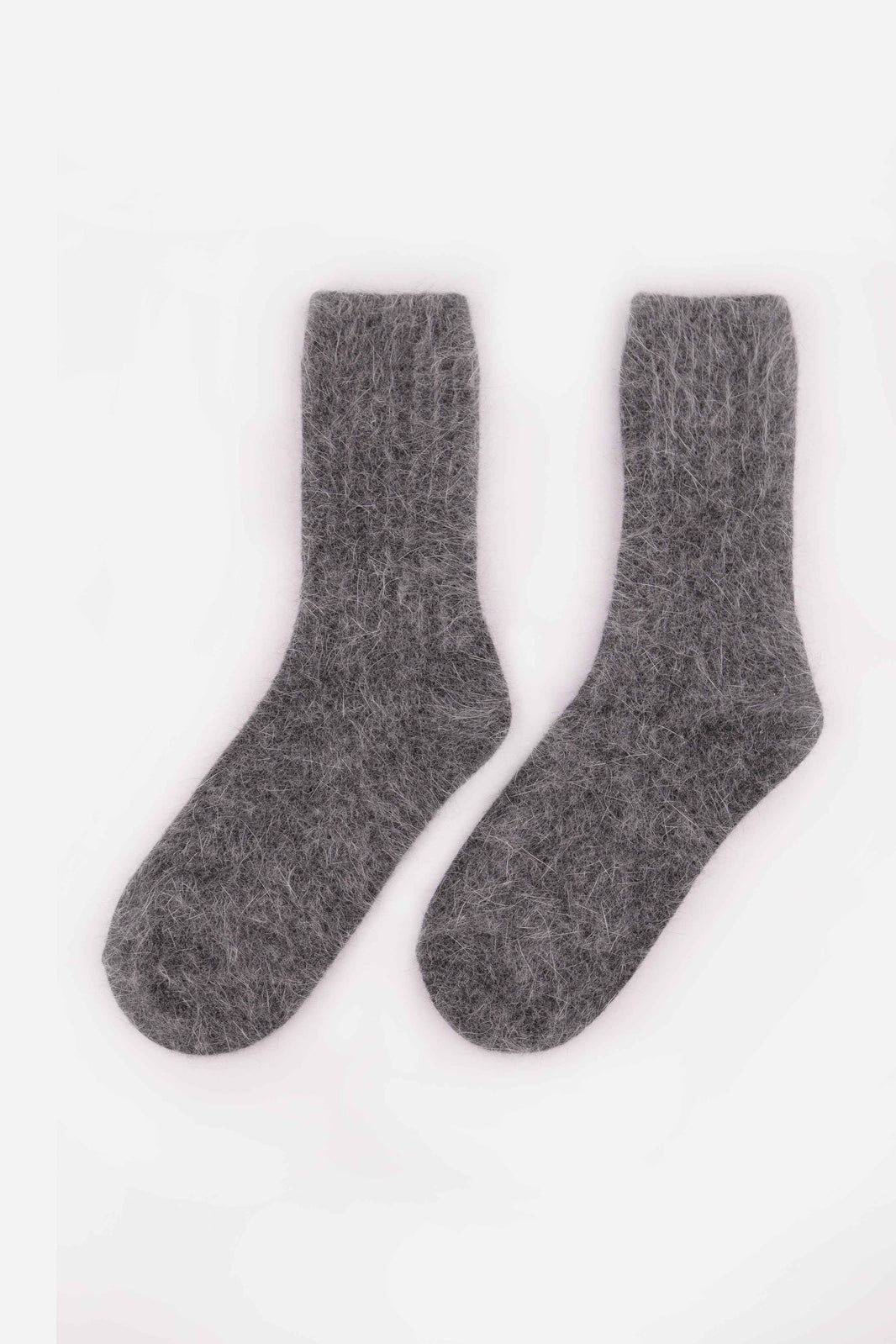 Women's Premium Angora Merino Wool Ribbed Winter Socks Gray