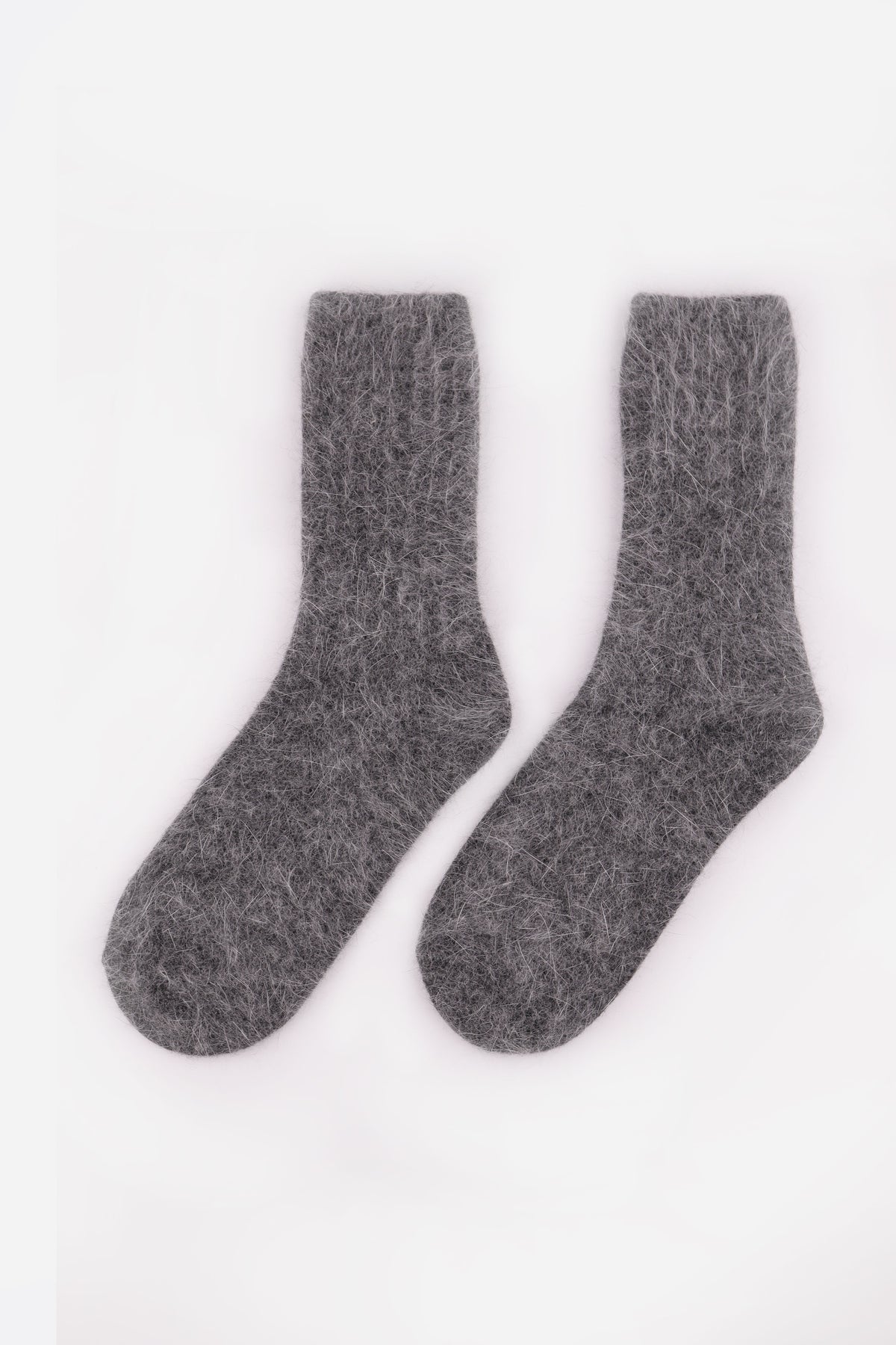 Women's Premium Angora Merino Wool Ribbed Winter Socks Gray