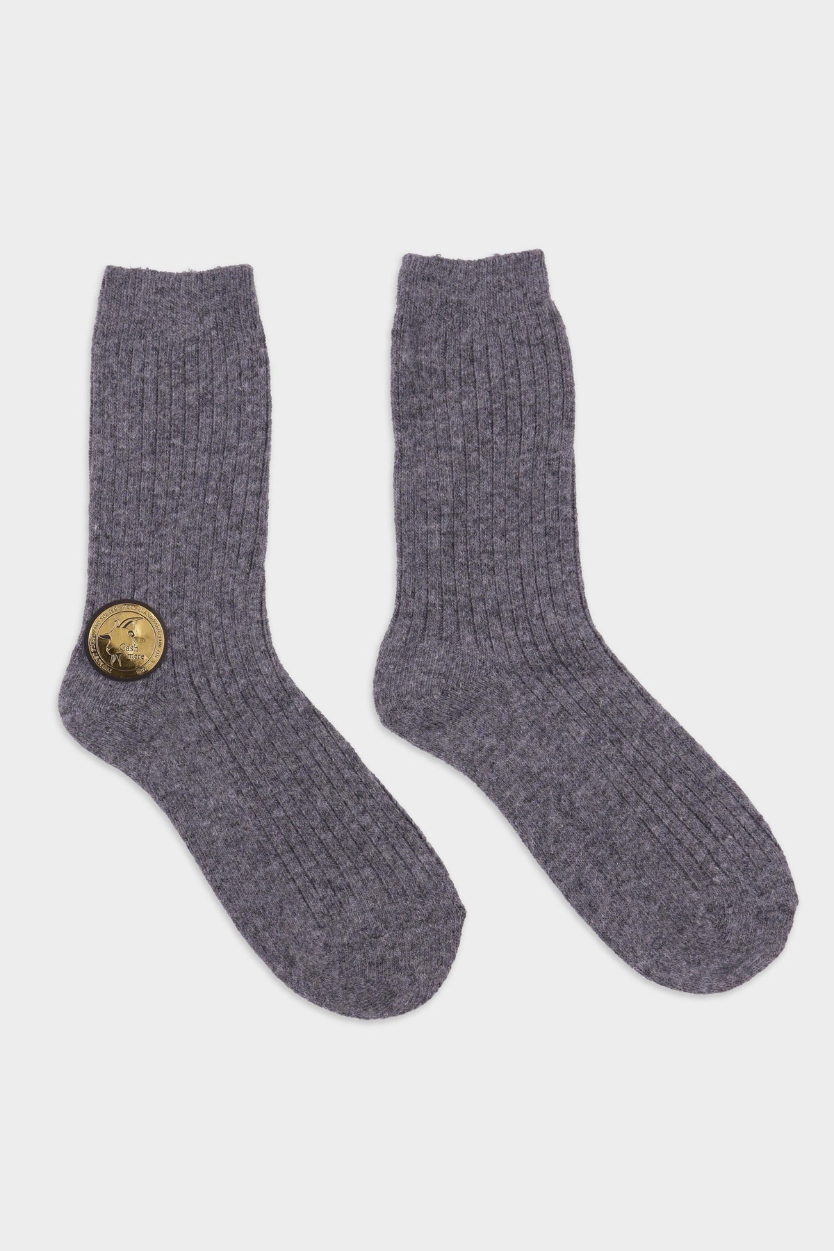 Women's Cozy Ribbed Cashmere Wool Crew Socks Gray