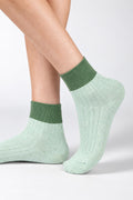 Premium Combed Cotton Ribbed Two-Tone Socks Green