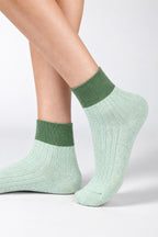 Premium Combed Cotton Ribbed Two-Tone Socks Green