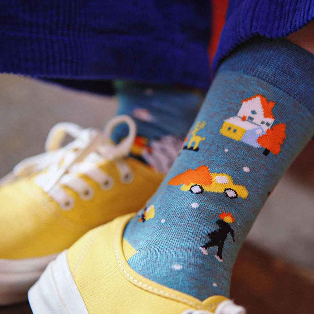 Women's Winter Landscape Jacquard Crew Socks