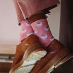Women's Bird Pattern Combed Cotton Everyday Crew Socks