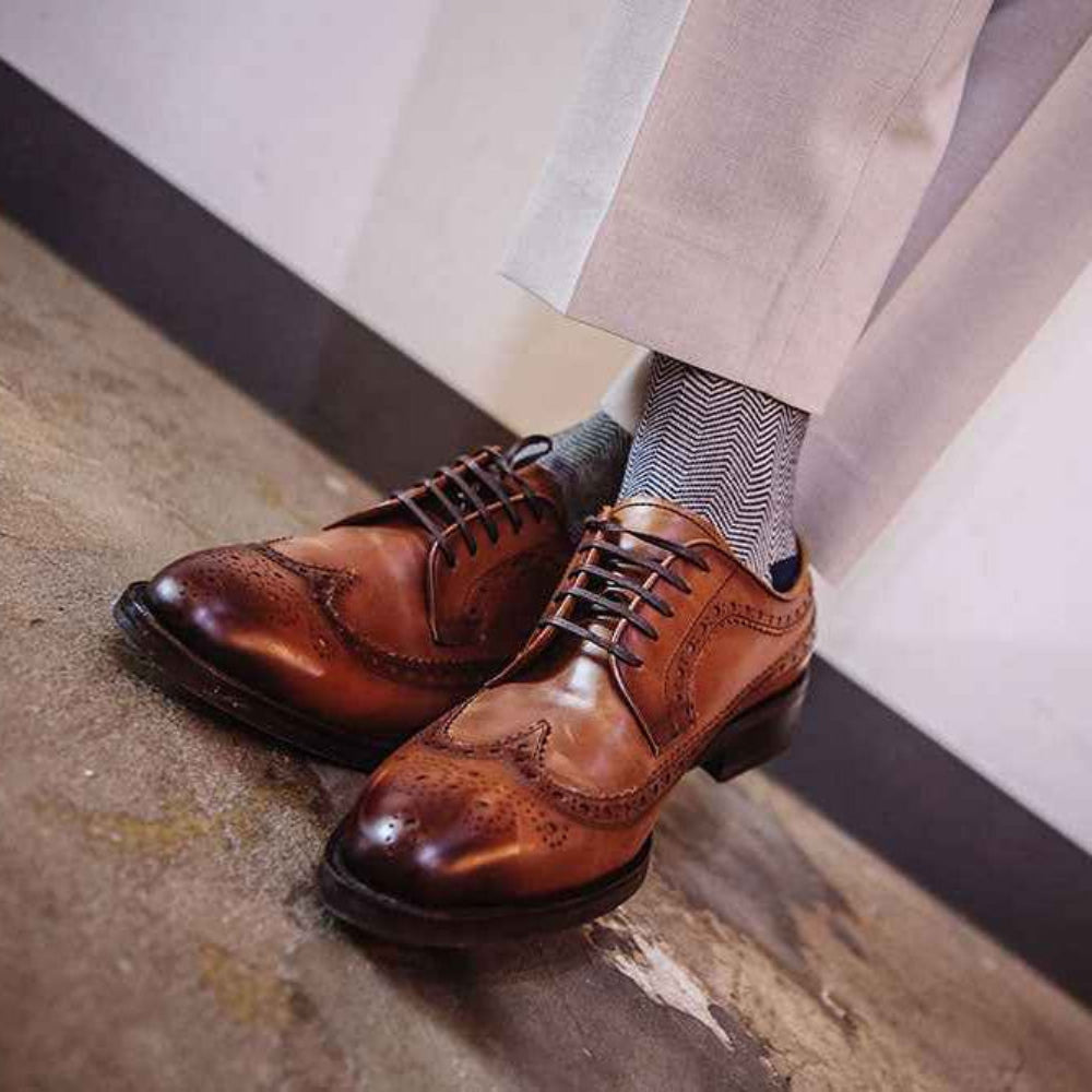 Men's Classic Herringbone Crew Dress Socks