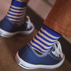Multi-Stripe Contrast Knit Crew Socks
