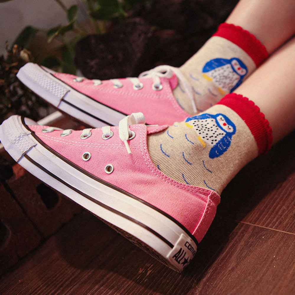 Women's Premium Knit Novelty Penguin Casual Socks with Ruffle Trim