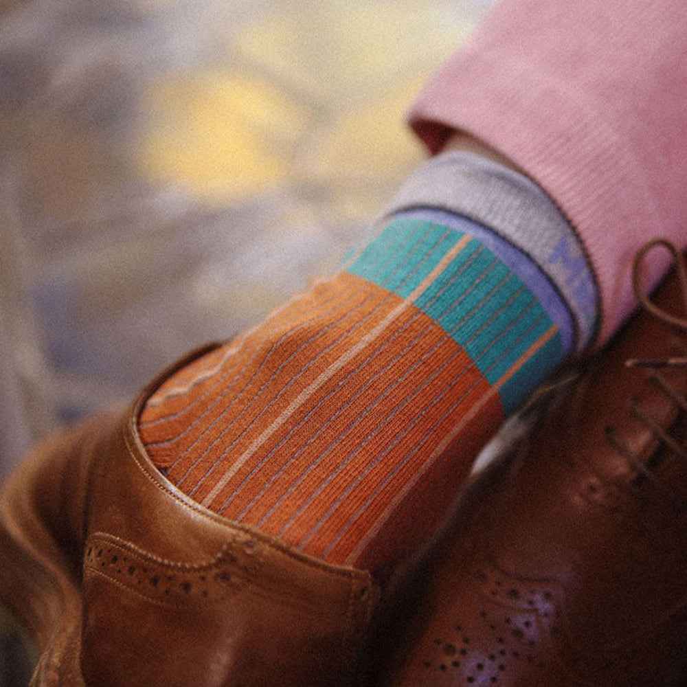Women's Retro Colorblock Striped Crew Socks