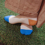 Women's Color-Tipped Ribbed Elastic Band Crew Socks | Combed Cotton