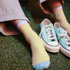 Women's Retro Candy Stripe High-Gauge Knit Daily Cotton Crew Socks