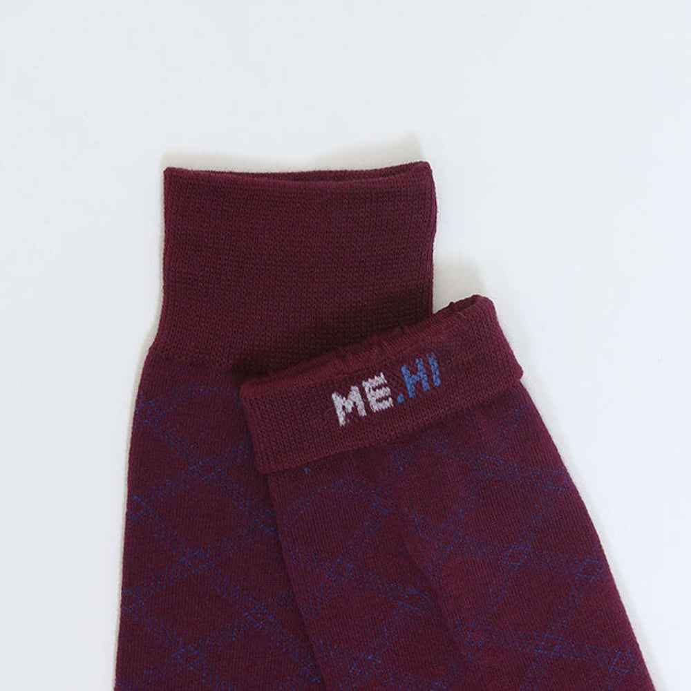 Men's High-Density Knit Diamond Pattern Crew Socks