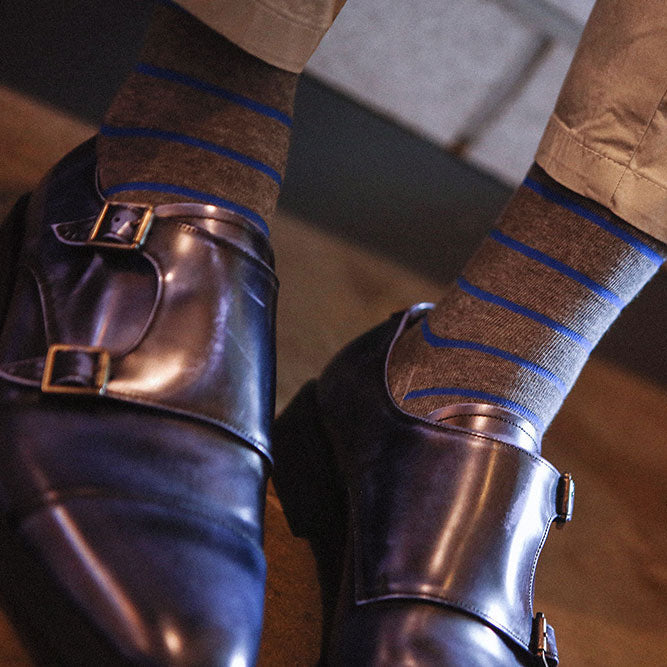 Men's Premium Combed Cotton Striped Crew Socks