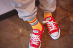 Men's Retro Multi-Stripe Sport Knit Crew Socks