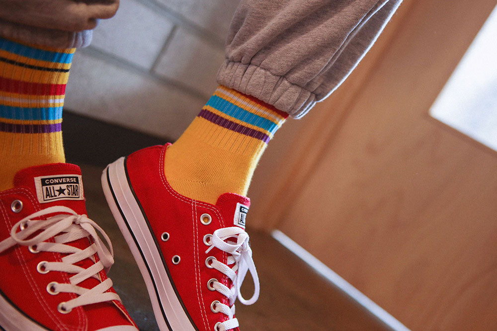 Men's Retro Multi-Stripe Sport Knit Crew Socks